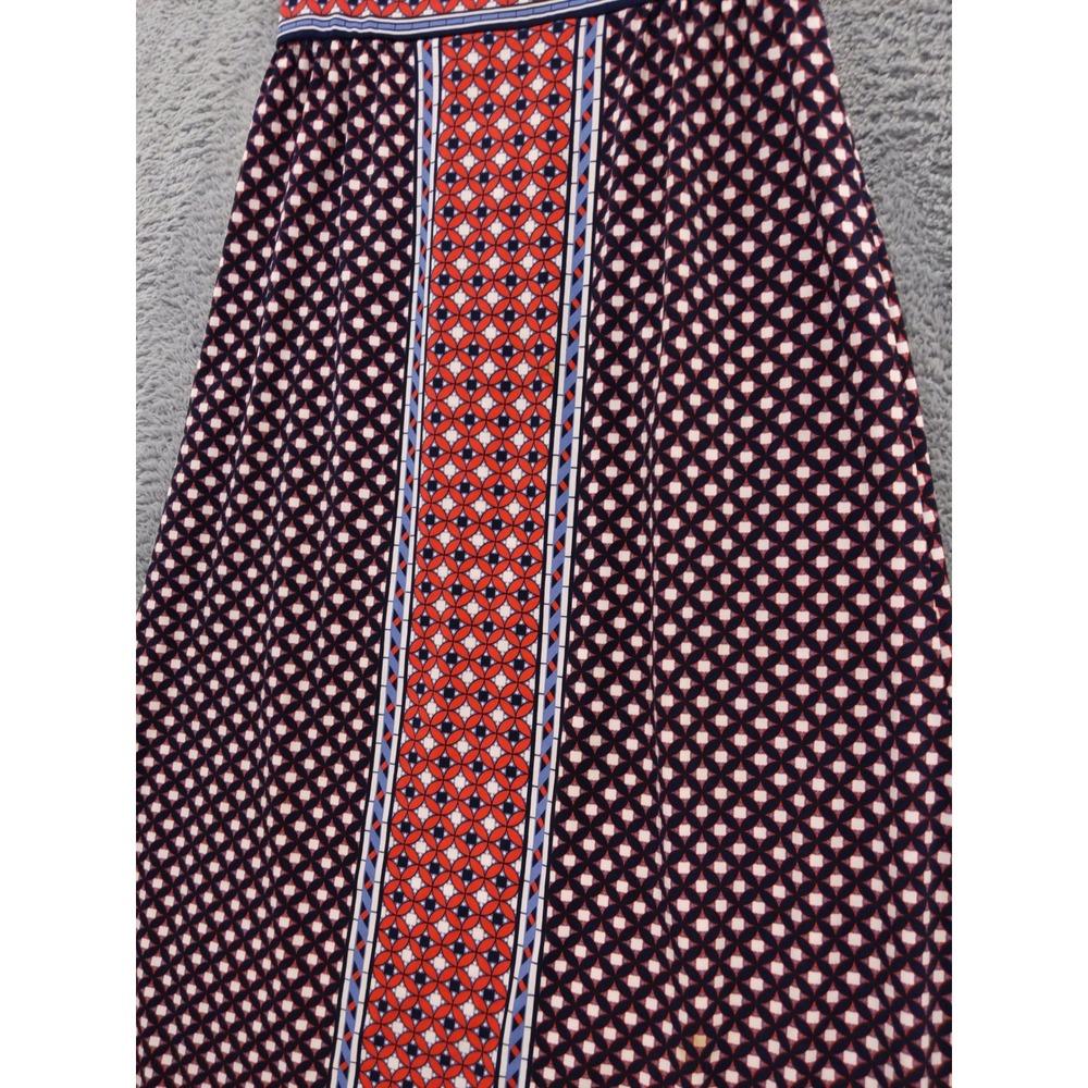 Max Studio XS Maxi Dress Sleeveless Red Blue Geometric Print Stretch Jersey - Picture 3 of 9